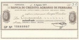 MINIASSEGNO B.CREDITO FE  L.50 AUTOSTRADE FDS (RY5574 - [10] Checks And Mini-checks