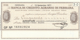 MINIASSEGNO B.CREDITO FE  L.50 AUTOSTRADE FDS (RY5572 - [10] Assegni E Miniassegni