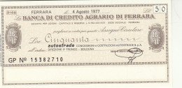 MINIASSEGNO B.CREDITO FE  L.50 AUTOSTRADE FDS (RY5570 - [10] Cheques En Mini-cheques
