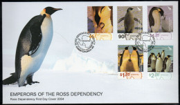 New Zealand Ross Dependency 2004 Emperor Penguins FDC, SG 89/93 - Ongebruikt