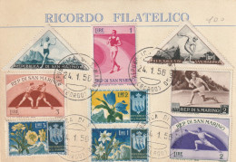 CARTONCINO CON FRANCOBOLLI SAN MARINO 1956 (RY8848 - Brieven En Documenten