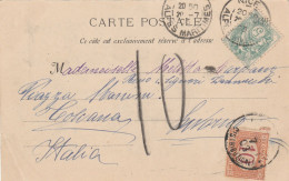 CARTOLINA POSTALE DA FRANCIA CON SEGNATASSE C.10 TIMBRO NICE 1903 (RY5239 - Impuestos