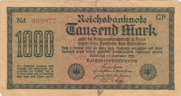 BANCONOTA GERMANIA 1000 1922 REICHSBANKNOTE VF (RY6926 - 1.000 Mark