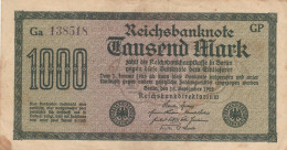 BANCONOTA GERMANIA 1000 1922 REICHSBANKNOTE VF (RY6928 - 1000 Mark