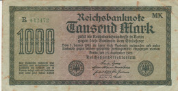 BANCONOTA GERMANIA 1000 1922 REICHSBANKNOTE VF (RY6927 - 1.000 Mark