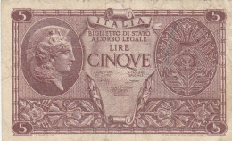 BIGLIETTO DI STATO L.5 REGNO ITALIA VF (RY6949 - Regno D'Italia – 5 Lire