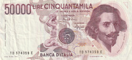 BANCONOTA ITALIA LIRE 50000 BERNINI VF (RY7593 - 50.000 Lire