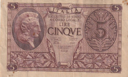 BANCONOTA BIGLIETTO DI STATO LIRE 5 EF (RY7498 - Regno D'Italia – 5 Lire