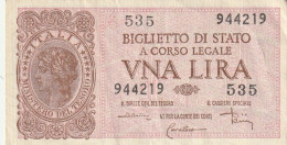 BANCONOTA BIGLIETTO DI STATO ITALIA 1 LIRA EF (RY7388 - Italia – 1 Lira