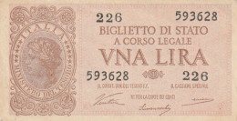 BANCONOTA BIGLIETTO DI STATO ITALIA 1 LIRA EF (RY7385 - Italia – 1 Lira
