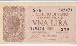 BANCONOTA BIGLIETTO DI STATO ITALIA 1 LIRA EF (RY7380 - Italië – 1 Lira