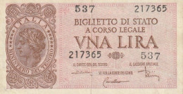 BANCONOTA BIGLIETTO DI STATO ITALIA 1 LIRA EF (RY7374 - Italia – 1 Lira