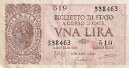 BANCONOTA BIGLIETTO DI STATO ITALIA 1 LIRA VF (RY7362 - Italië – 1 Lira