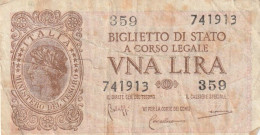 BANCONOTA BIGLIETTO DI STATO ITALIA 1 LIRA VF (RY7357 - Italië – 1 Lira