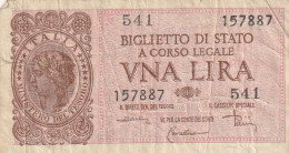 BANCONOTA BIGLIETTO DI STATO ITALIA 1 LIRA VF (RY7364 - Italia – 1 Lira