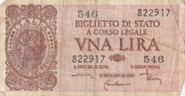 BANCONOTA BIGLIETTO DI STATO ITALIA 1 LIRA F (RY7347 - Italia – 1 Lira