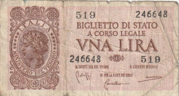 BANCONOTA BIGLIETTO DI STATO ITALIA 1 LIRA F (RY7343 - Italia – 1 Lira