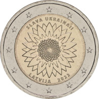 2 Euro 2023 Latvia Sunflower For Ukraine - Letland