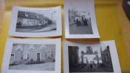 18 LOT DE 4 PHOTOS AMATEUR HENRICHEMONT 1954 VILLE DECOREE FETE - Henrichemont