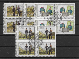 Liechtenstein 1991 Uniformen Mi.Nr. 1020/22 Kpl. 4er Blocksatz Gestempelt - Gebraucht