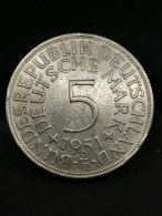 5 DEUTSCHE MARK ARGENT 1951 F STUTTGART ALLEMAGNE / GERMANY SILVER - 5 Mark