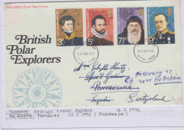 United Kingdom 1972  British Polar Explorers  4v FDC Ca Hastings Sussex 16 FEB 1972 (AS227) - Polar Explorers & Famous People