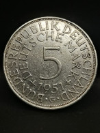5 DEUTSCHE MARK ARGENT 1951 G KARLSRUHE ALLEMAGNE / GERMANY SILVER - 5 Mark