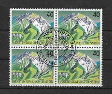 Liechtenstein 1991 Berge Mi.Nr. 1023 4er Block Gestempelt - Gebruikt