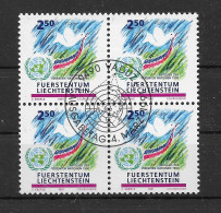 Liechtenstein 1991 UNO Mi.Nr. 1015 4er Block Gestempelt - Usati