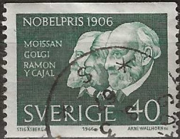 SWEDEN 1966 Nobel Prize Winners Of 1906 - 40ore Henri Moissan (chemistry) And Camillo Golgi And Santiago Ramon Y Caja FU - Used Stamps