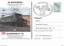 Germany 1989 Privatganzsache"Bahnphilex' 1994 Osnabruck 16-09-1994 - Cartoline Private - Usati