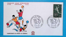 FDC, 1 Er Jour, Sports, HANDBALL, VII E Championnat Du Monde, 21 Février 1970 - 1970-1979