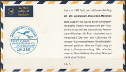 BRD Flugpost / Erstflug LH411 Viscount 814 Amsterdam - Düsseldorf 1.4.1967 Ankunftstempel  ( FP 327) - First Flight Covers