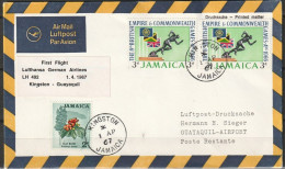 BRD Flugpost / Erstflug LH492 Boeing 707 Kingston - Guayaquil 1.4.1967 Ankunftstempel 3.4.67 ( FP 328) - Primeros Vuelos