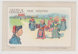 Chromo Publicitaire Chocolat Van Houten - Buriate - Danse Masquée Des Lama's Buriates - TBE - Van Houten