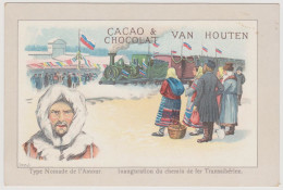 Chromo Publicitaire Chocolat Van Houten - Inauguration Du Chemin De Fer Transsibérien - Type Nomade De L'Amour  - TBE - Van Houten