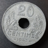 Monnaie France - 1943 - 20 Centimes Etat Français Zinc, Type 20, Lourde - 20 Centimes