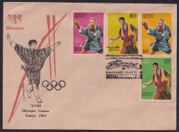 BHUTAN 1964 XVIII Olympic Games,Tokyo, Boxing, Achery, Dragon, Mythical Creature, FDC Cover (**) - Bhoutan