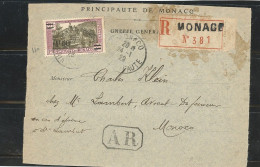 MONACO - N°10 / DEVANT RECOMMANDÉ / AR -Obl -24-1-29 - Lettres & Documents