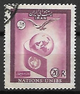 IRAN   -    Aéro  .  1957 .   Y&T N° 84 Oblitéré.  Nations Unies. Colombe - Iran