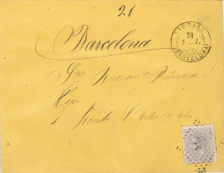 53172. Carta TARRASA (Barcelona) 1879, Fechador Trebol Y Rombo Puntos Con Estrella - Cartas & Documentos