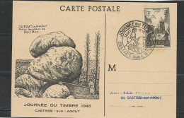 FRANCE -  81 - CASTRE / AGOUT -JOURNÉE DU TIMBRE N°742 + N° 512 / CP -13 OCT 1945 - ....-1949