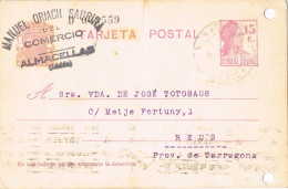 53174. Entero Postal ALMACELLAS (Lerida) 1932, Republica. Tampon Comercial Oriach - 1931-....