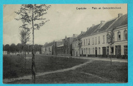 * Kaprijke - Caprijcke (Meetjesland - Oost Vlaanderen) * (Uitg E. Van De Rostijne) Plein En Gemeenteschool, école, Old - Kaprijke