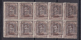 BLOC DE 10 ROI ALBERT 2C PREO BRUXELLES 1926 BRUSSEL SURCHARGE DEPLACEE - Typografisch 1922-26 (Albert I)