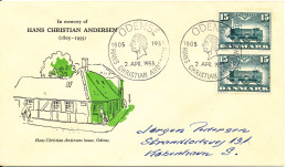 Denmark Cover In Memory Of HANS CHRISTIAN ANDERSEN 1805-1955 Odense 2-4-1955 With Cachet - Storia Postale