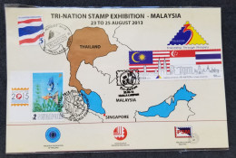 Malaysia Singapore Thailand 3rd Stamp Exhibition Tri-nation 2013 Flag Nation Fish Flag Map (FDC) *card *multi PMK *rare - Malaysia (1964-...)