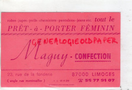 87- LIMOGES -MAGASIN  MAGUY CONFECTION - VETEMENTS FEMININ- 23 RUE FONDERIE ANGLE RUE MONTMAILLER - Textile & Vestimentaire
