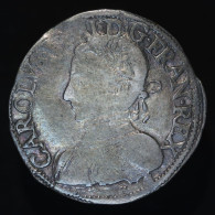 RARE (R3) France, Charles IX, Teston, 1563 (MDLXIII), F - Angers, Argent (Silver), TB+ (VF), Gad-R.429 - 1560-1574 Carlos IX