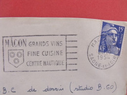 FLAMME FRANCAISE NO 174 71 SAONE ET LOIRE MACON  EMISE EN 1953 SUR ENVELOPPE ENTIERE VIGNES ET VIN - Vins & Alcools